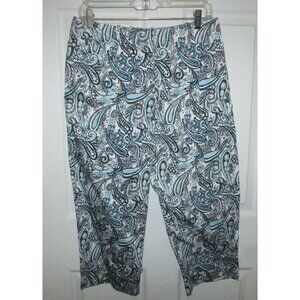 IZOD Blue Paisley G-Flex Capris - Sz 8 - NEW